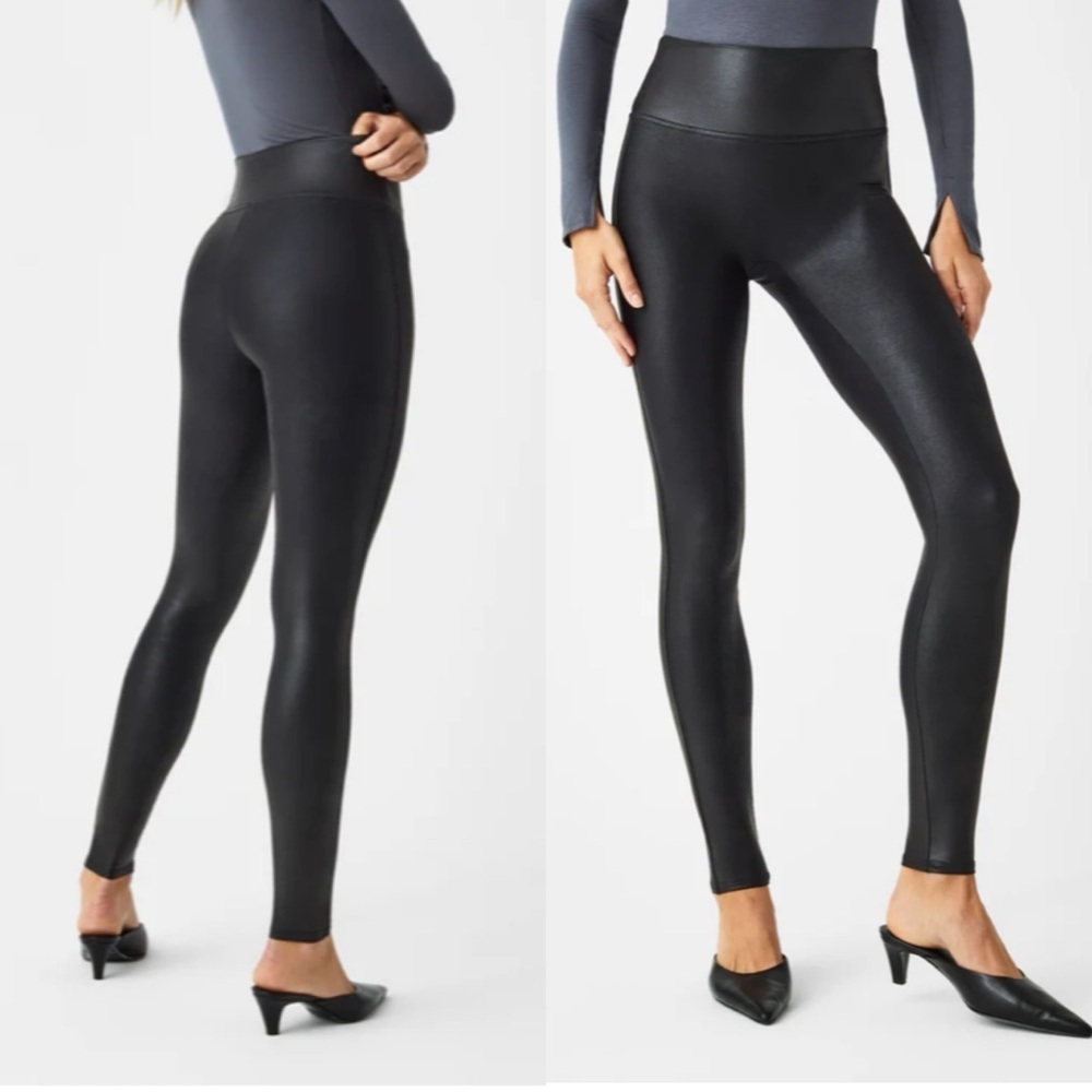Spanx Faux Leather Leggings Black Size Large Dark Academia Gothcore